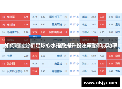 如何通过分析足球心水指数提升投注策略和成功率
